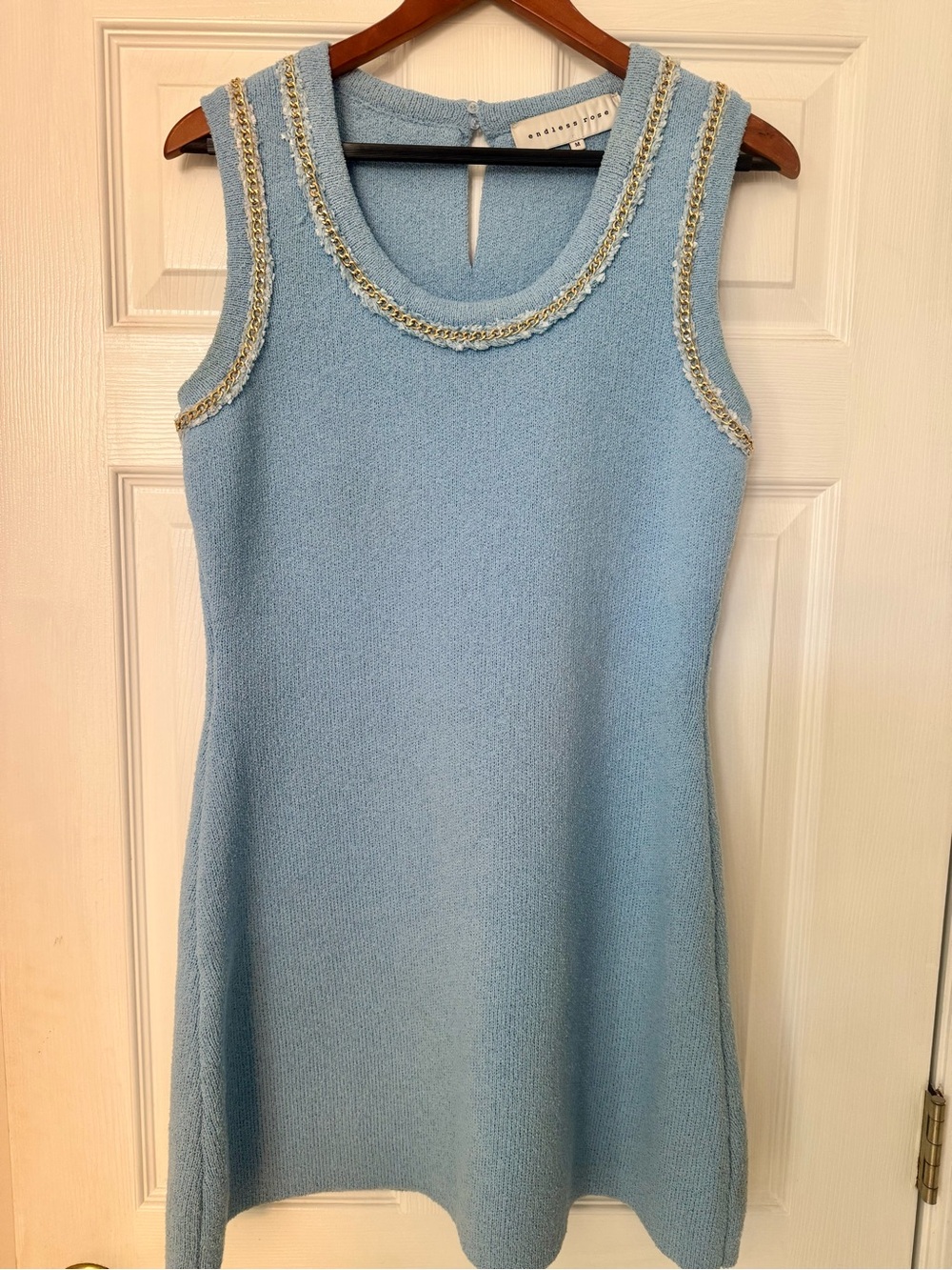 Endless Rose Chain Trim Sleeveless Sweater Dress